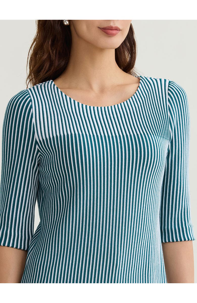 Misook Linear Stripe Soft Knit Tunic, Alternate, color, Spruce/White