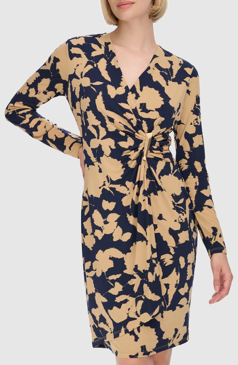 Calvin Klein Floral Long Sleeve Side Bar Dress, Alternate, color, 