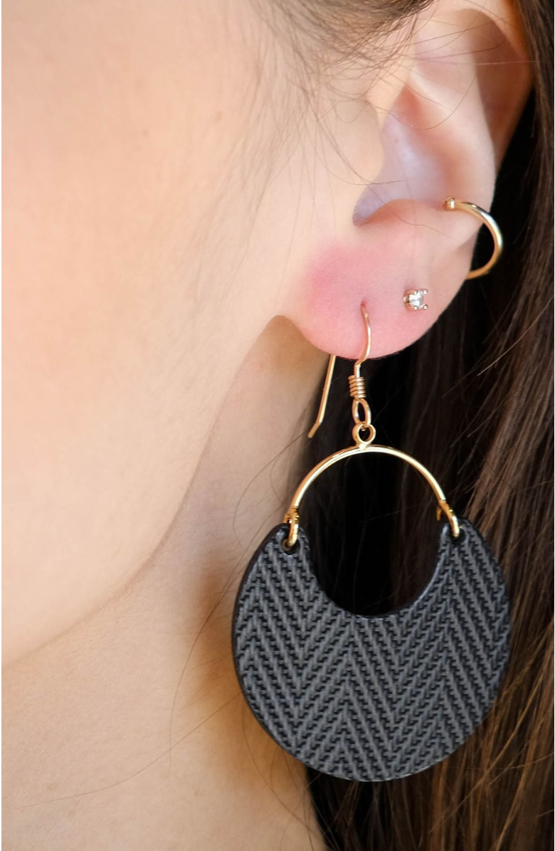 Nickel & Suede Ninas Earrings, Alternate, color, Black / Silver Metal