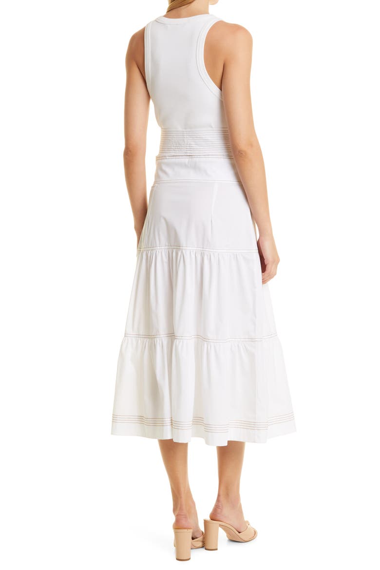 Austyn Tiered Ruffle Stretch Cotton Dress, Alternate, color, WHITE