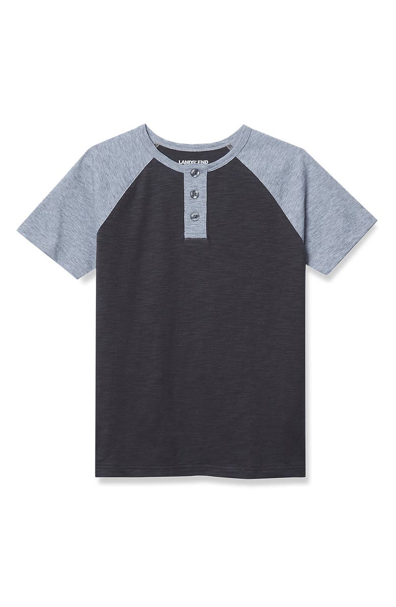 Lands' End Boys Short Sleeve Henley T-Shirt, Main, color, Iron/Gray Heather