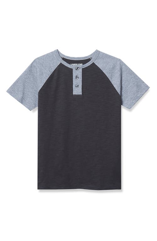 Lands' End Boys Short Sleeve Henley T-shirt In Black