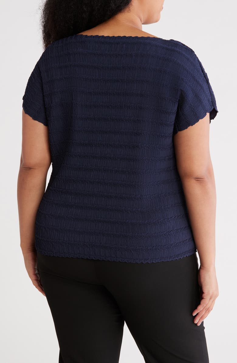 T Tahari Boat Neck Cap Sleeve Top, Alternate, color, Navy