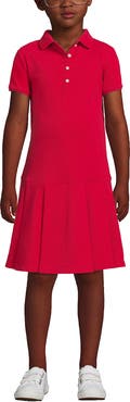 Lands' End School Uniform Girls Short Sleeve Mesh Pleated Polo Dress