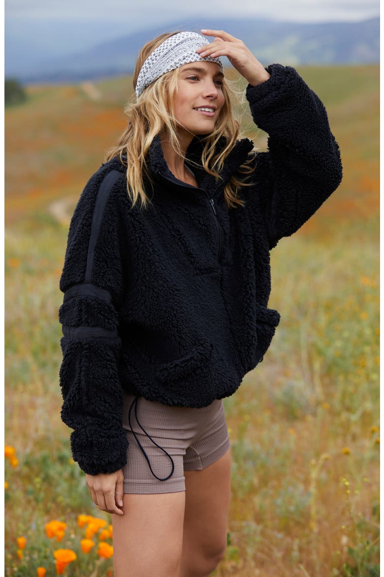 Nantucket Fleece Half Zip Pullover, Alternate, color, BLACK