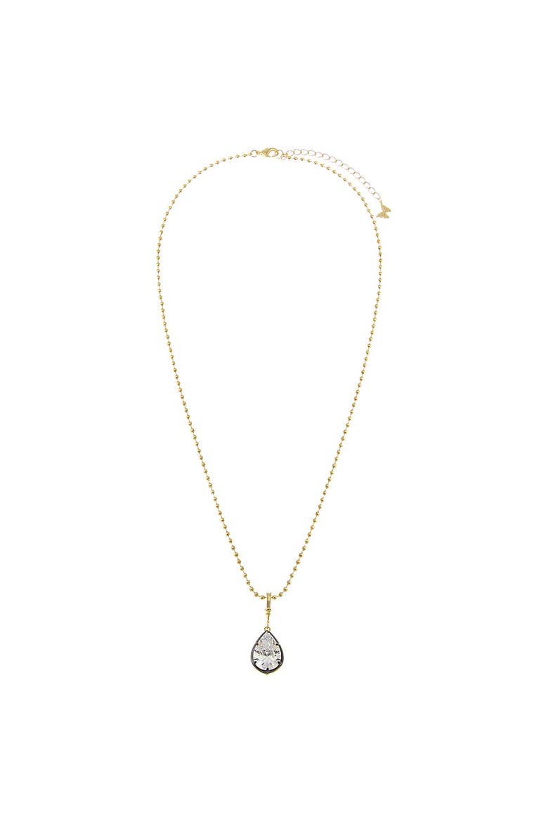 CZ Pear Encased Statement Necklace Charm, Alternate, color, Gold