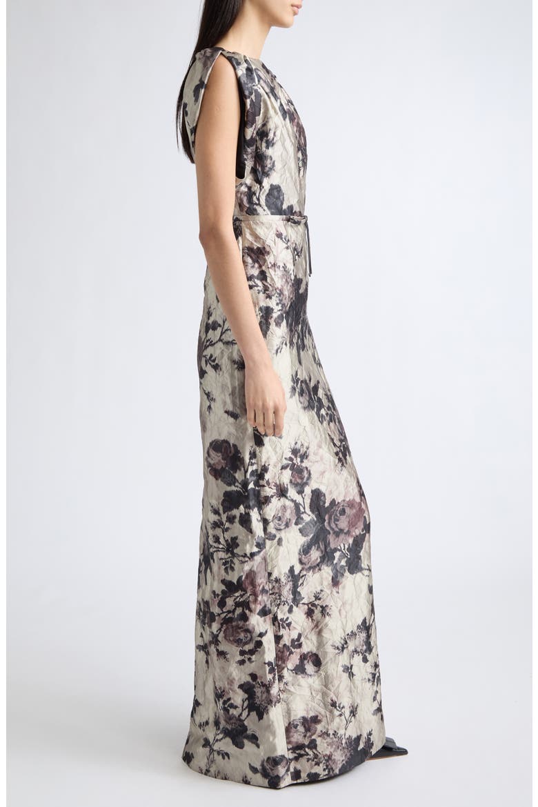 Floral Draped Textured Satin Gown, Alternate, color, FONTEYN ROSE PEARL