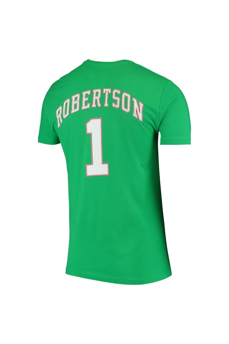 Men's Mitchell & Ness Oscar Robertson Green Milwaukee Bucks Hardwood Classics Stitch Name & Number T-Shirt, Alternate, color, Green