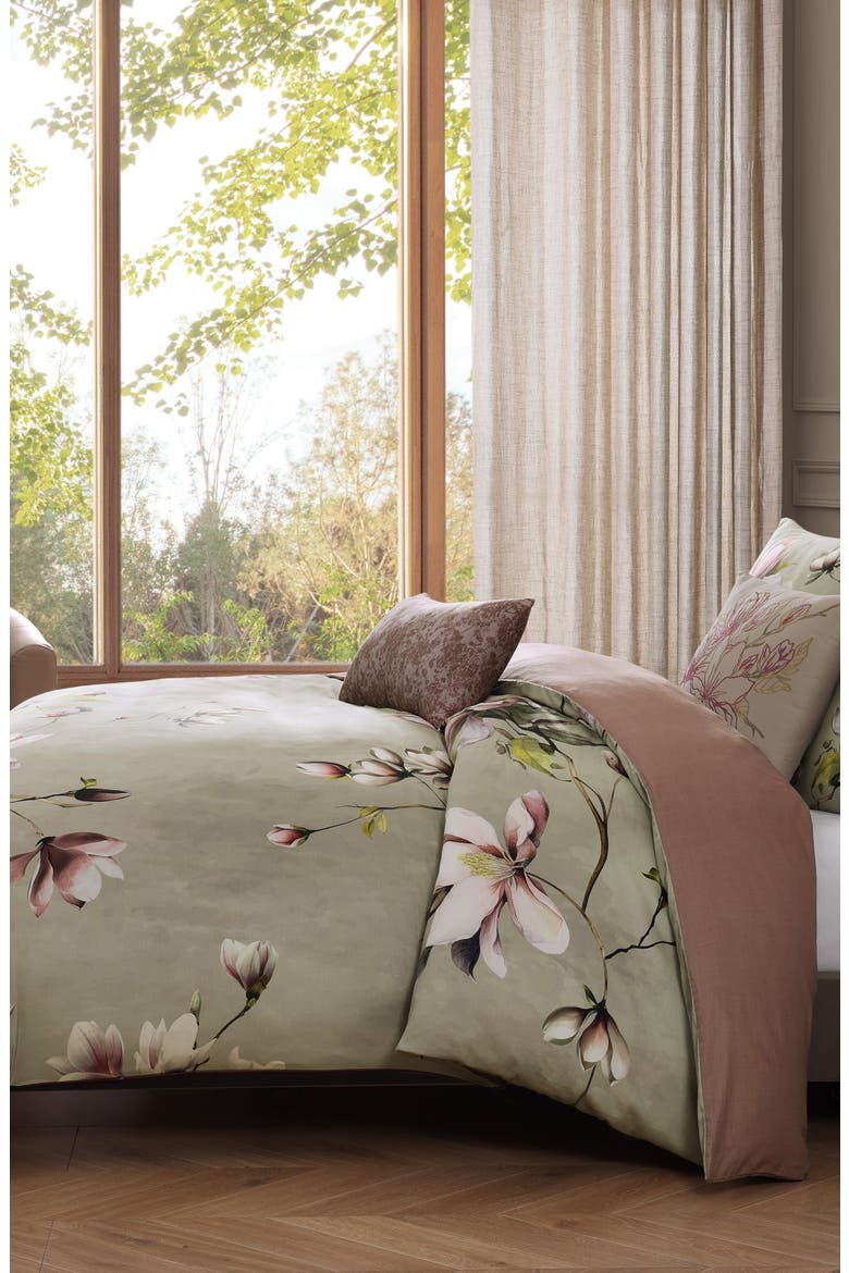 5-Piece Purple Lilies Reversible Comforter Set, Alternate, color, PURPLE