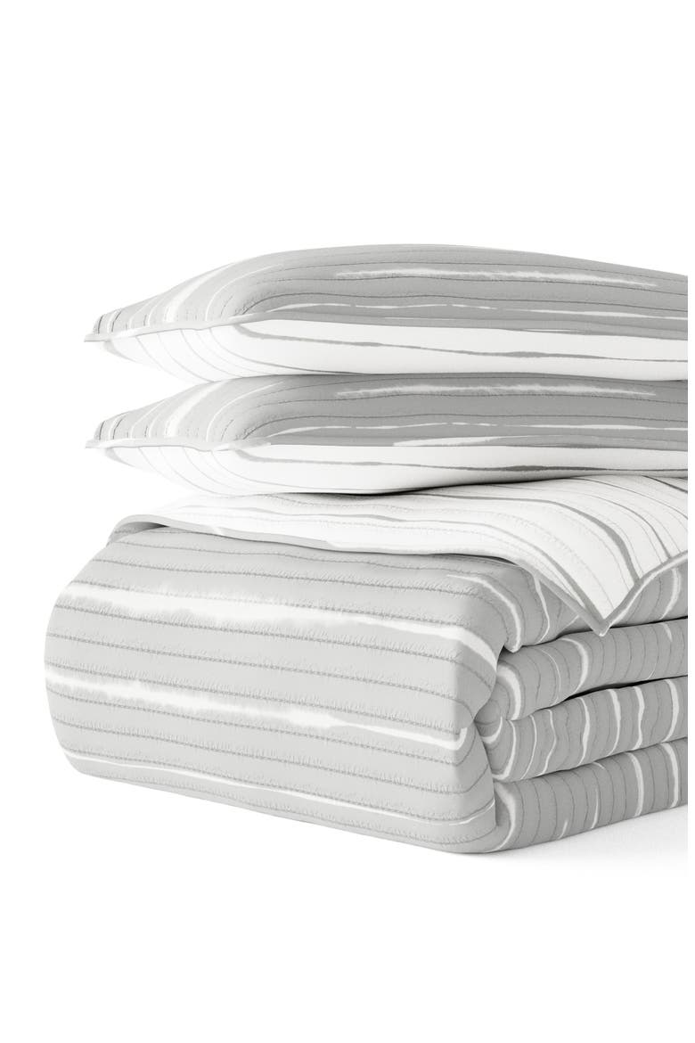 All Season Horizon Light Gray 3-Piece Down Alternative Reversible Quilt Set, Alternate, color, LIGHT GRAY