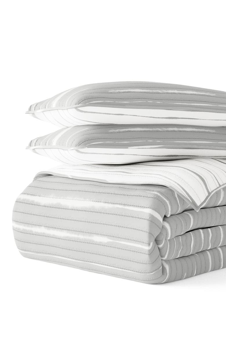 HOMESPUN All Season Horizon Light Gray 3-Piece Down Alternative Reversible Quilt Set, Alternate, color, Light Gray