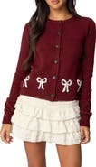 EDIKTED Rona Intarsia Bow Cardigan