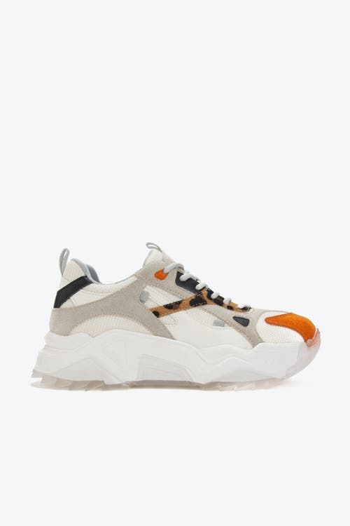 Forever & Always Shoes Loretta Platform Sneakers In White Orange