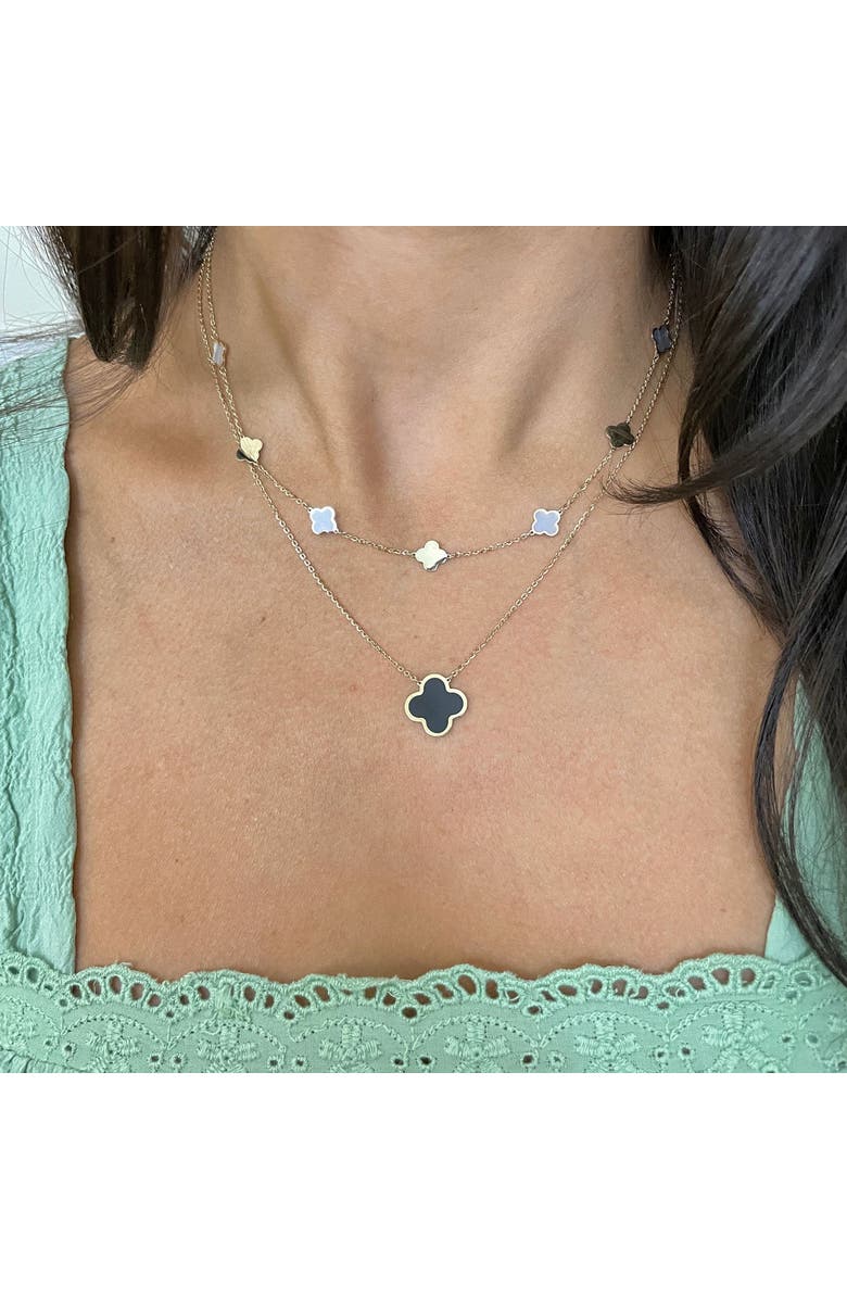 The Lovery Fine Jewelry Mini Mother of Pearl and Gold Clover Necklace, Alternate, color, Mother Of Pearl And Gold