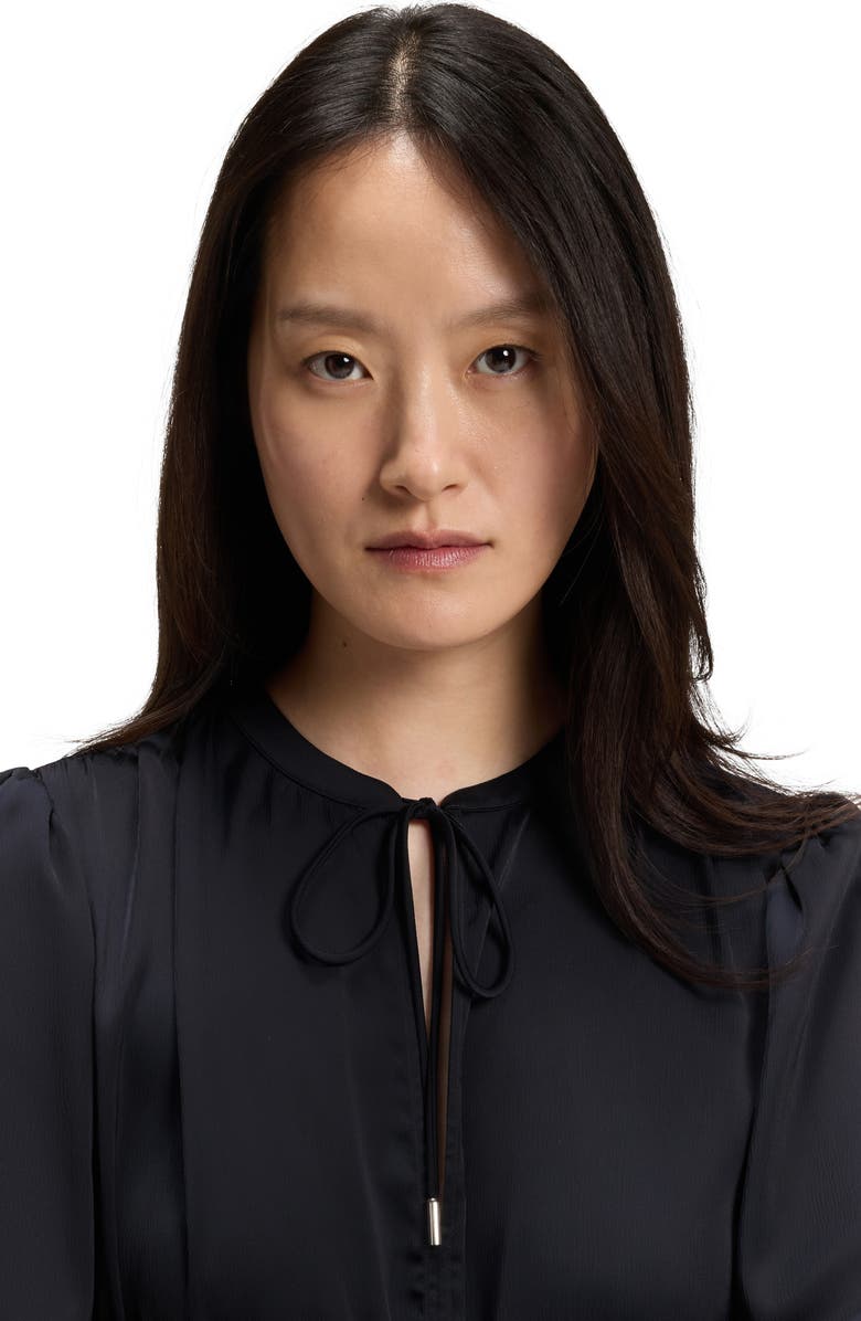 BOSS Orange Decly Tie Neck Long Sleeve Dress, Alternate, color, Dark Blue