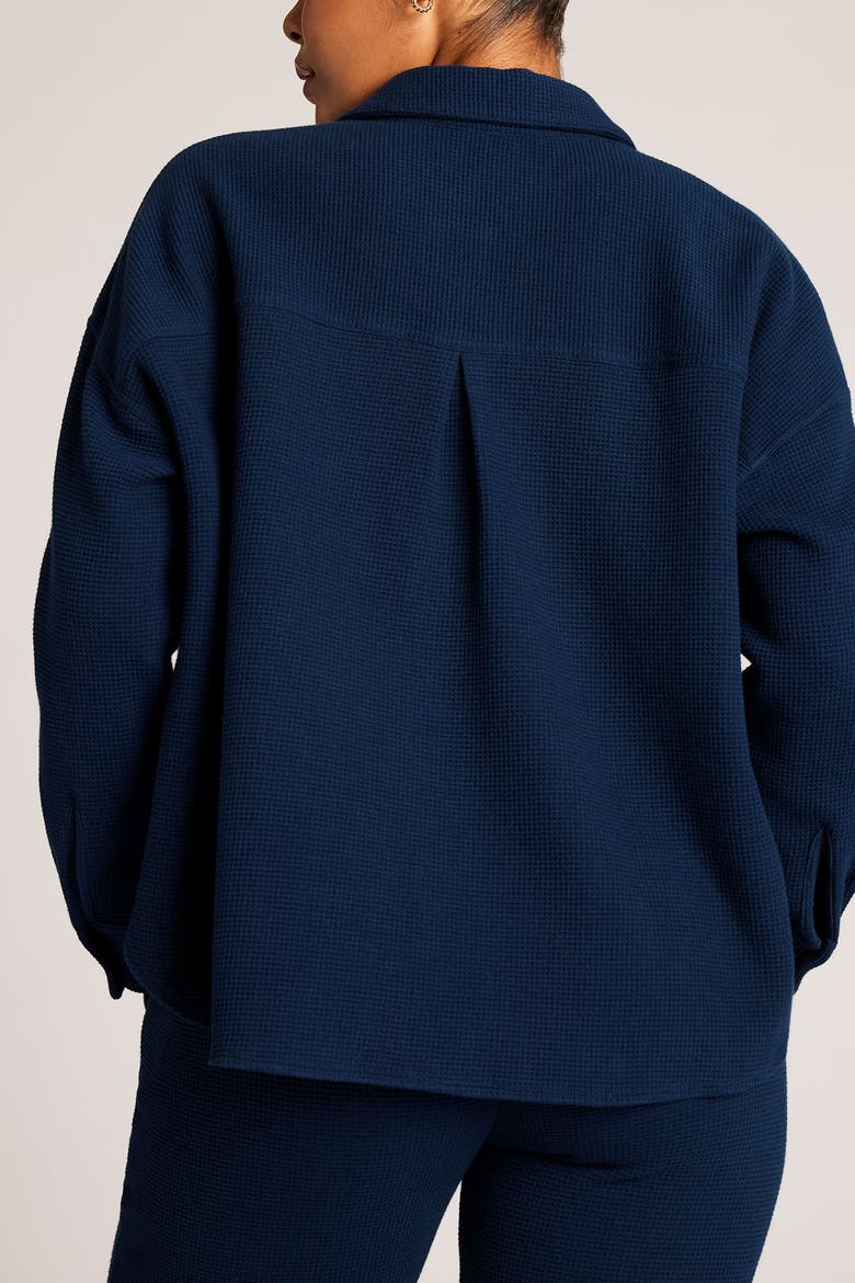 Waffle Knit Shirt Jacket, Alternate, color, Navy