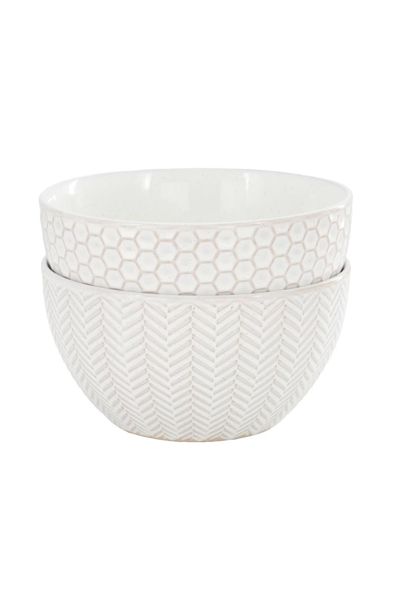 Earlhart 2 Piece 6 Inch Ribbed Stoneware Cereal Bowl Set, Alternate, color, White
