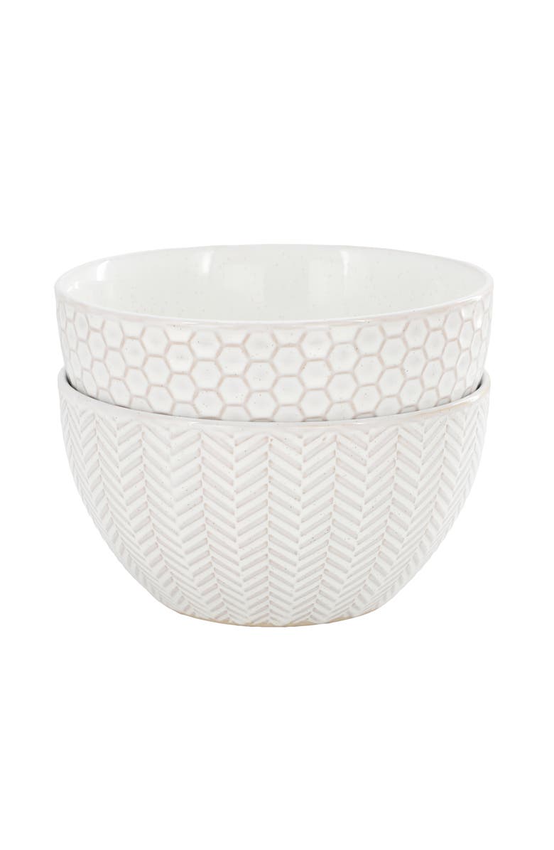 Gibson Elite Earlhart 2 Piece 6 Inch Ribbed Stoneware Cereal Bowl Set, Alternate, color, White
