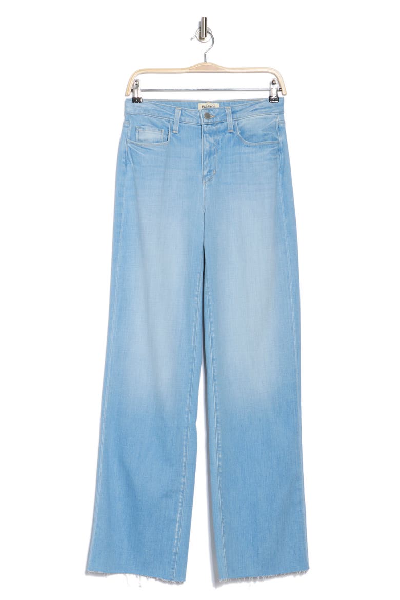 Scottie High Waist Raw Hem Wide Leg Jeans, Alternate, color, BAYVIEW