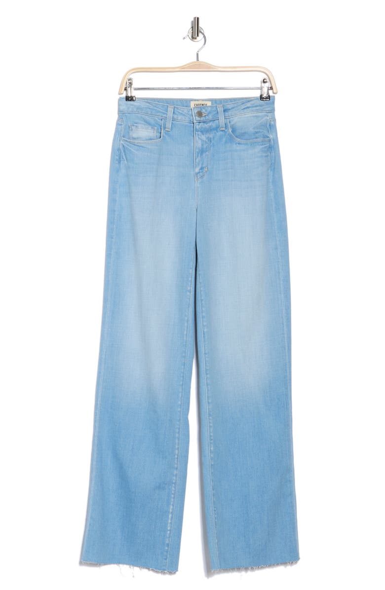 L'AGENCE Scottie High Waist Raw Hem Wide Leg Jeans, Alternate, color, 