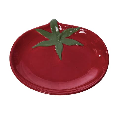 Dolomite Tomato Spoon Rest Red and Green for Spring Serving and Entertaining