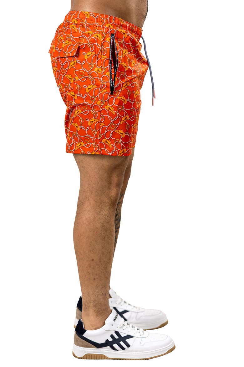 Swim Marthyr Print Swim Trunks, Alternate, color, ORANGE