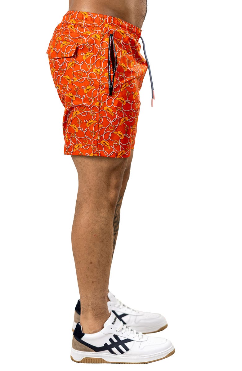 Maceoo Swim Marthyr Print Swim Trunks, Alternate, color, Orange