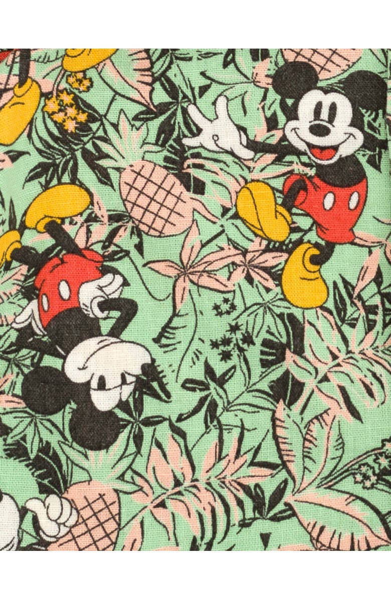 Disney Mickey Mouse Button-Down T-Shirt & Shorts Set, Alternate, color, Green
