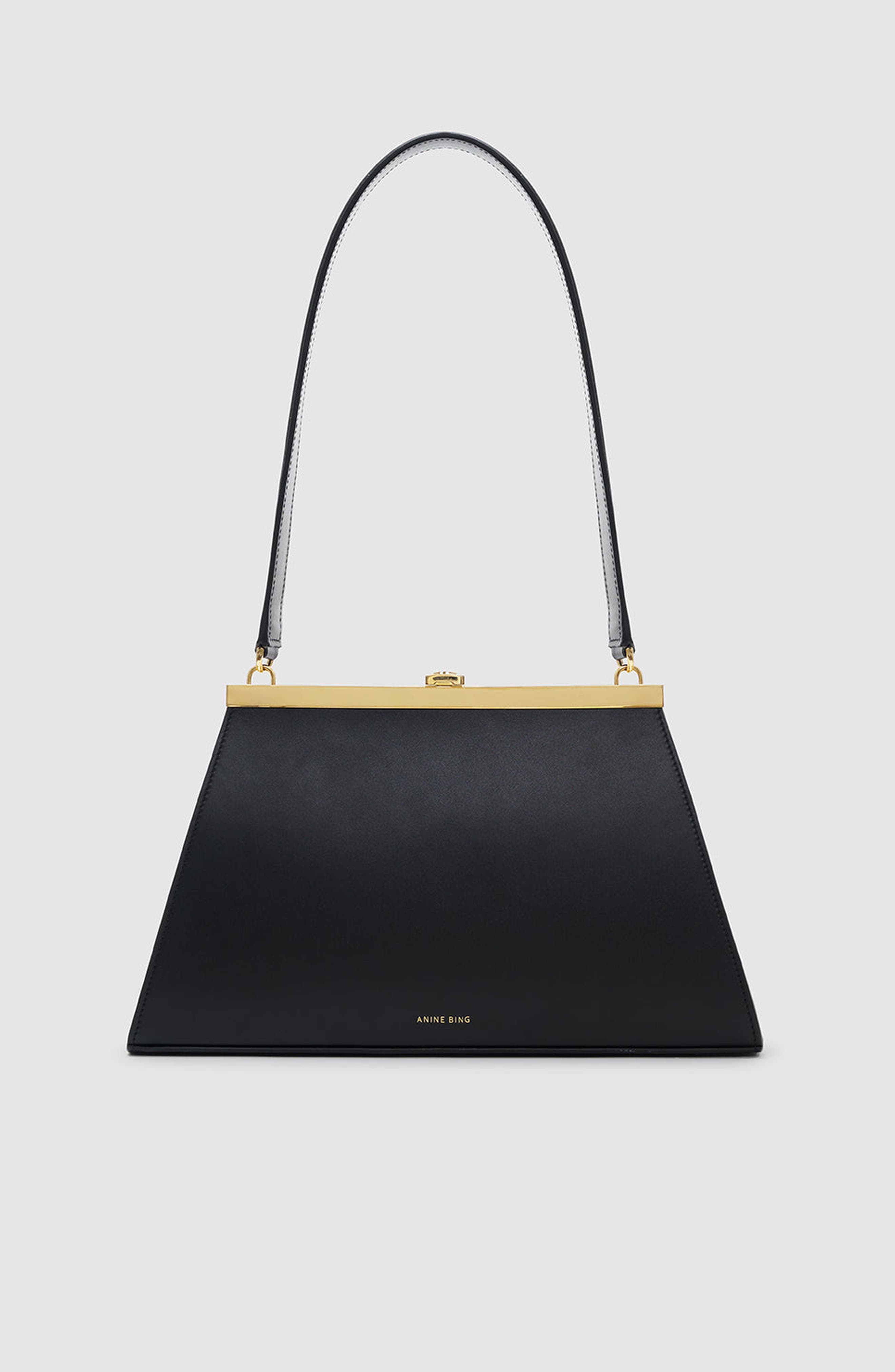 Anine Smooth Leather Bag, Main, color, Black