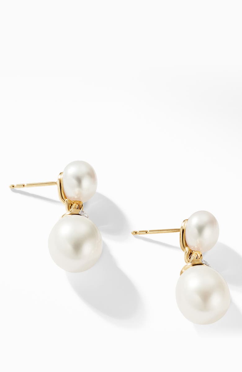 David Yurman Helena Pearl 18K Yellow Gold Drop Earrings with Diamonds, Alternate, color, 