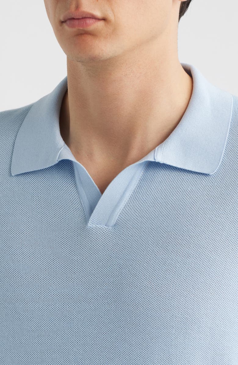 BOSS H-Narcisco Johnny Collar Piqué Polo Sweater, Alternate, color, Light/ Pastel Blue