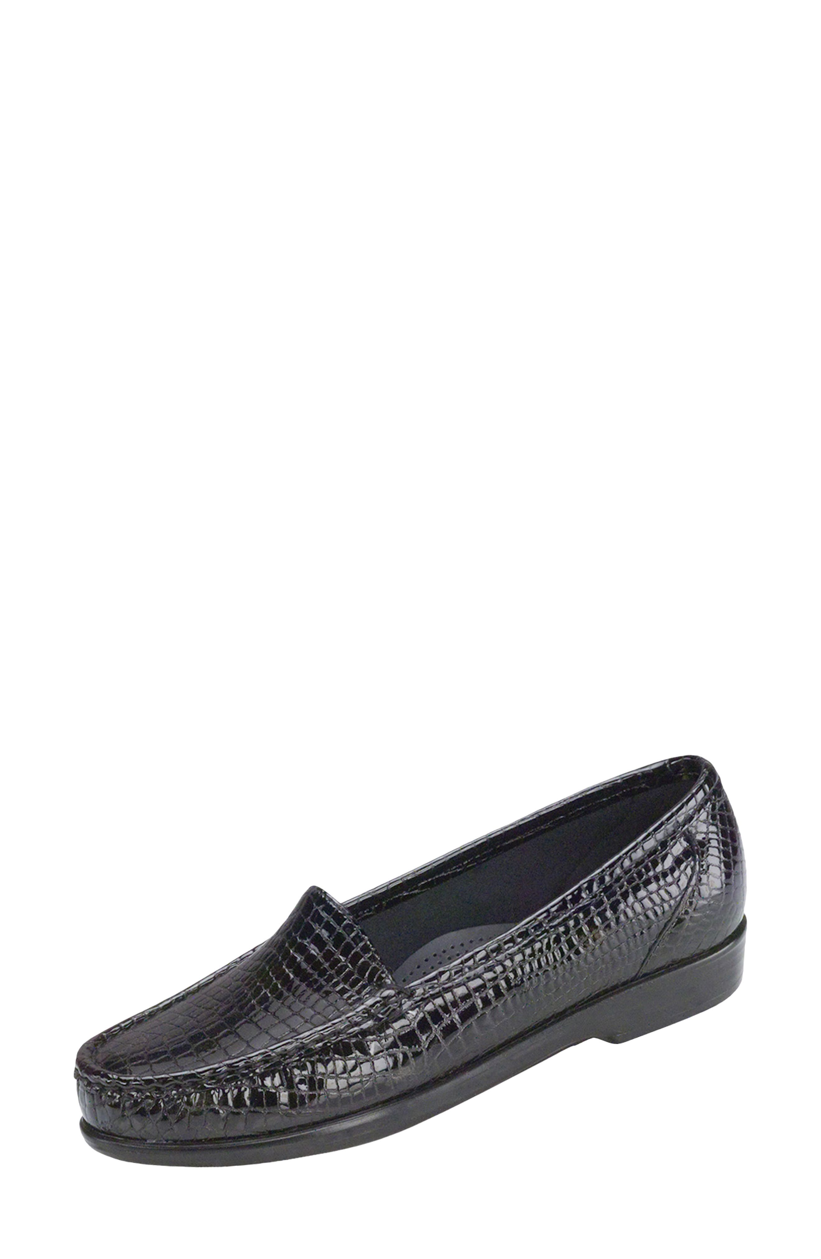 SAS Simplify Nubuck Leather Loafer, Alternate, color, Black Croc