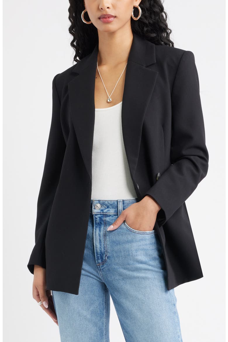 Icon Twill Double Breasted Blazer, Main, color, BLACK