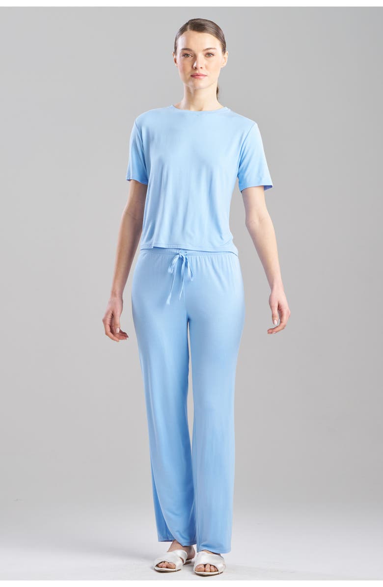 Natori Feathers Essentials Crew Neck PJ Set, Main, color, Blue Jay