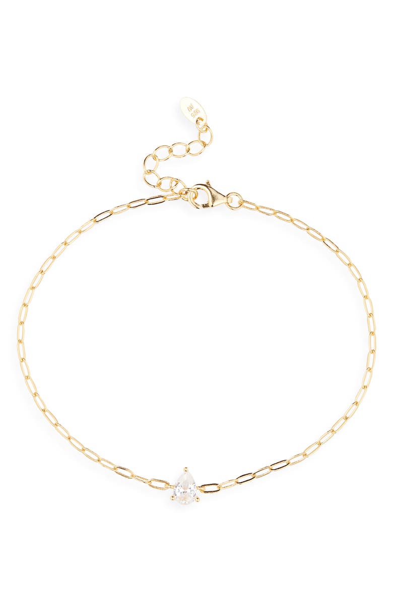 ARGENTO VIVO Pear Cubic Zirconia Bracelet, Main, color, Gold