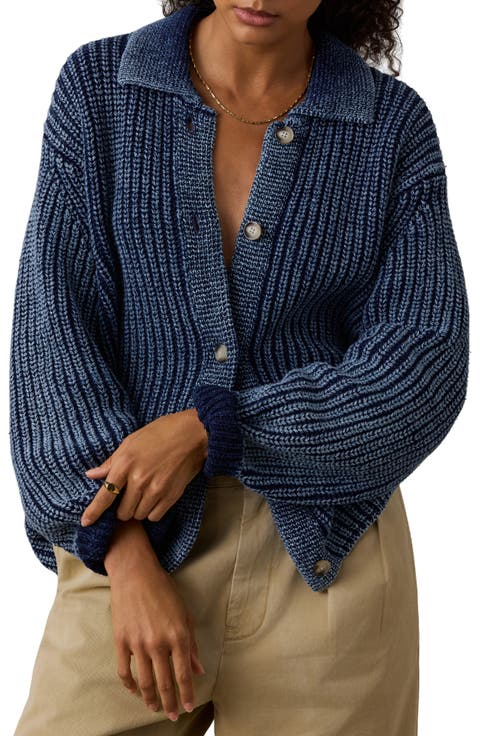 Sunwashed Indigo Cotton Lodge Cardigan