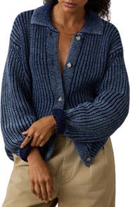 Faherty Sunwashed Indigo Cotton Lodge Cardigan
