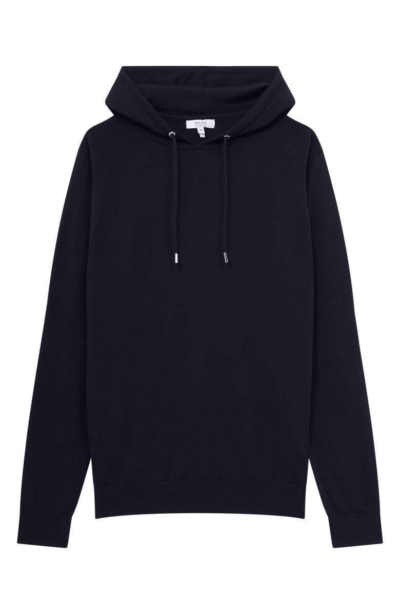Reiss Holland Solid Wool Hoodie, Alternate, color, Black