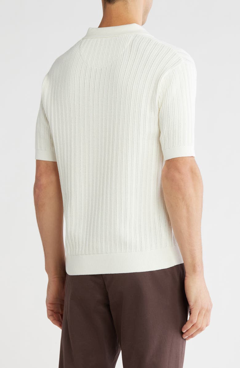 DENIM AND FLOWER Textured Short Sleeve Button-Up Shirt, Alternate, color, Off White