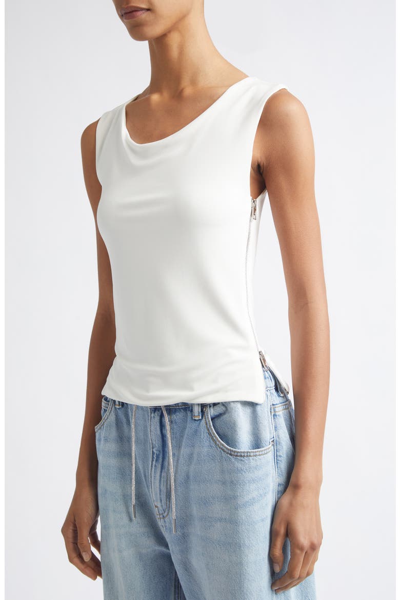 Cowl Neck Tank with Side Zips, Alternate, color, STAR WHITE