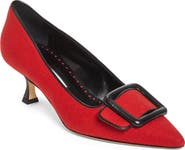 Manolo Blahnik Maysale Buckle Pointed Toe Pump