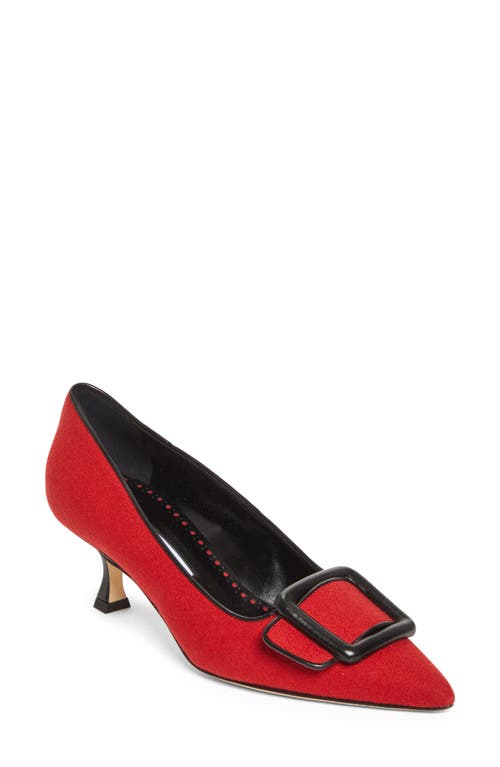 Manolo Blahnik Maysale Buckle Pointed Toe Pump In Multi