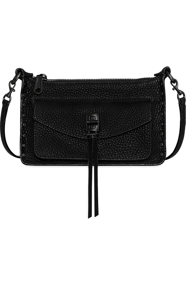 Rebecca Minkoff Mini Darren Leather Crosssbody Bag, Main, color, Black