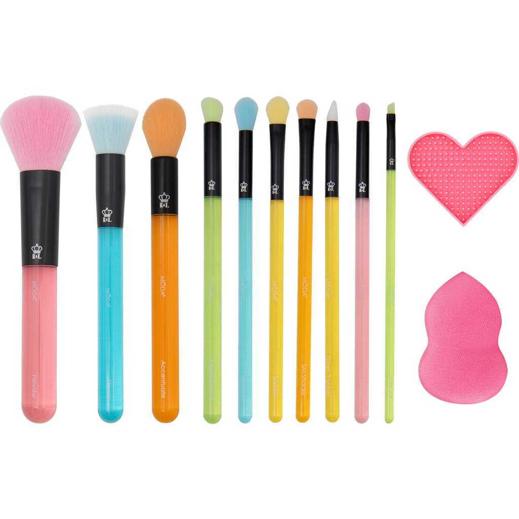 Moda Get Glowing 12-piece Makeup Brush & Sponge Set In Multi