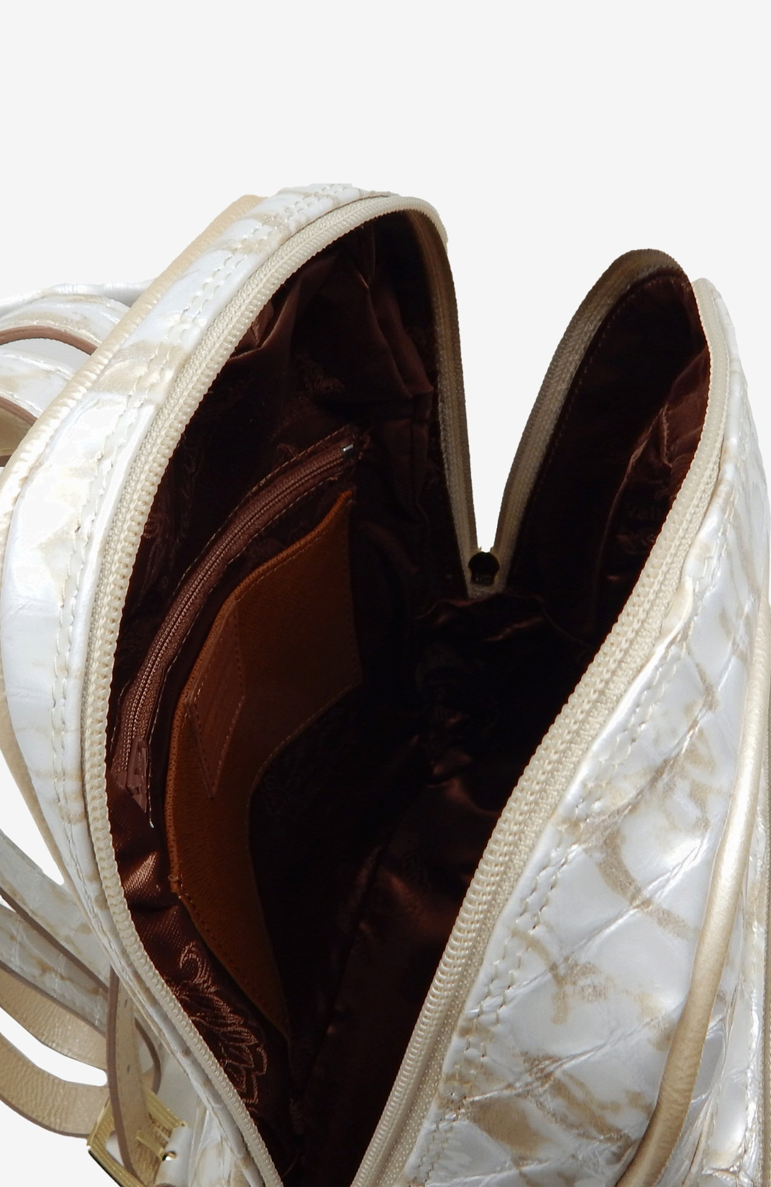 Gallop Patent Leather Backpack 525, Alternate, color, Beige / White