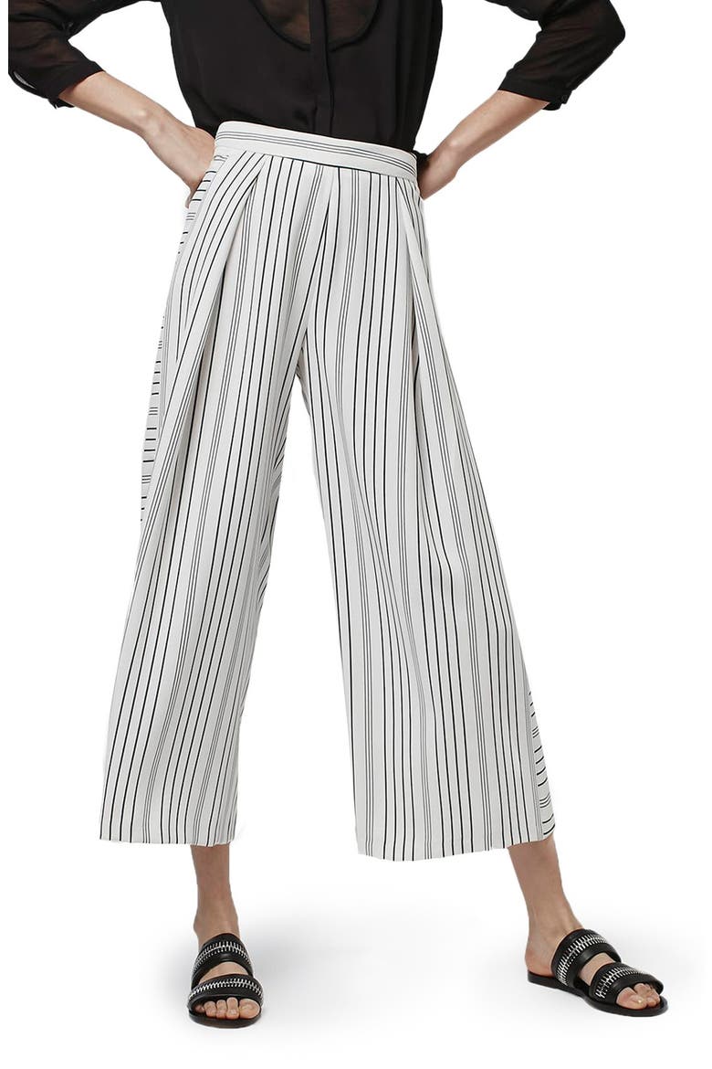 Stripe Crop Wide Leg Trousers, Main, color, WHITE MULTI