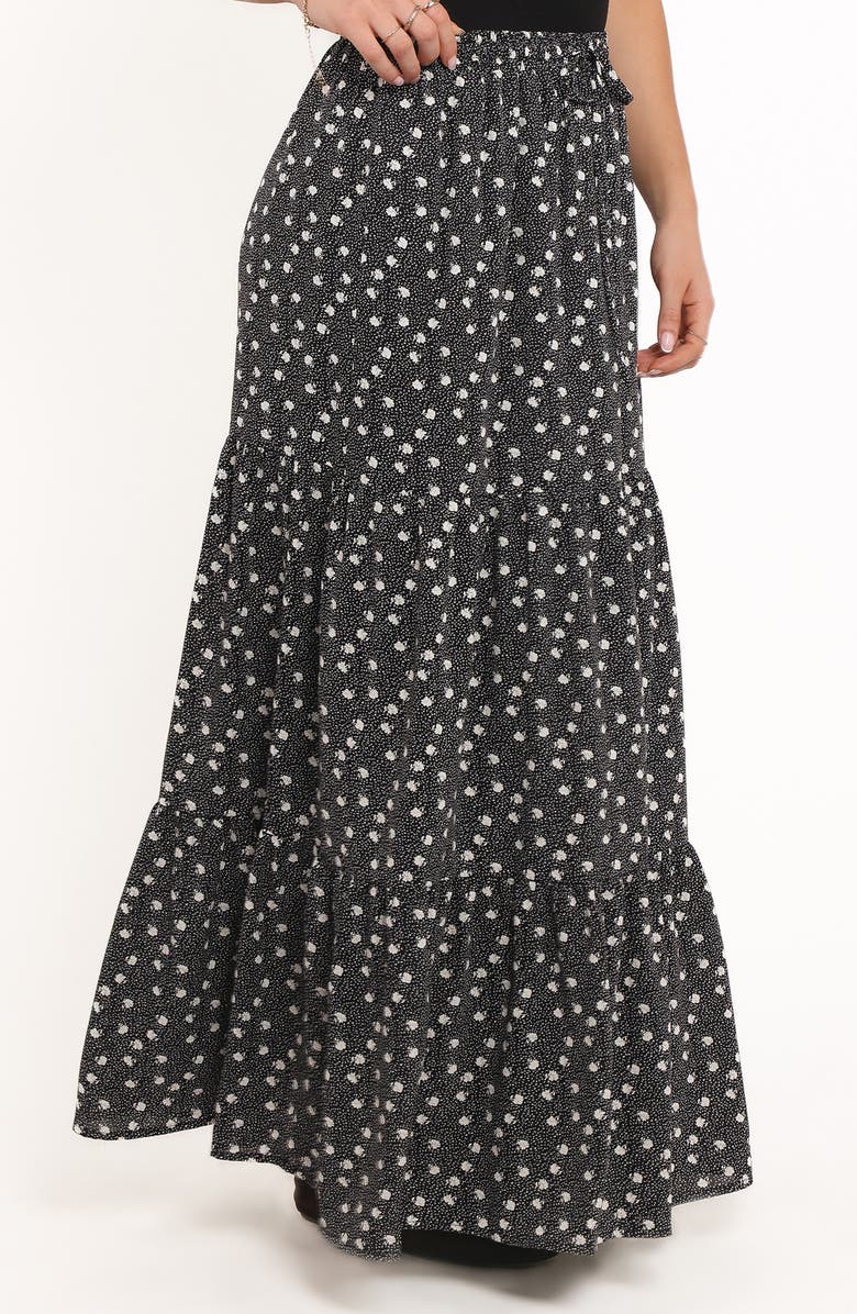 Petal & Pup Vincent Tiered Maxi Skirt, Alternate, color, Black Spot