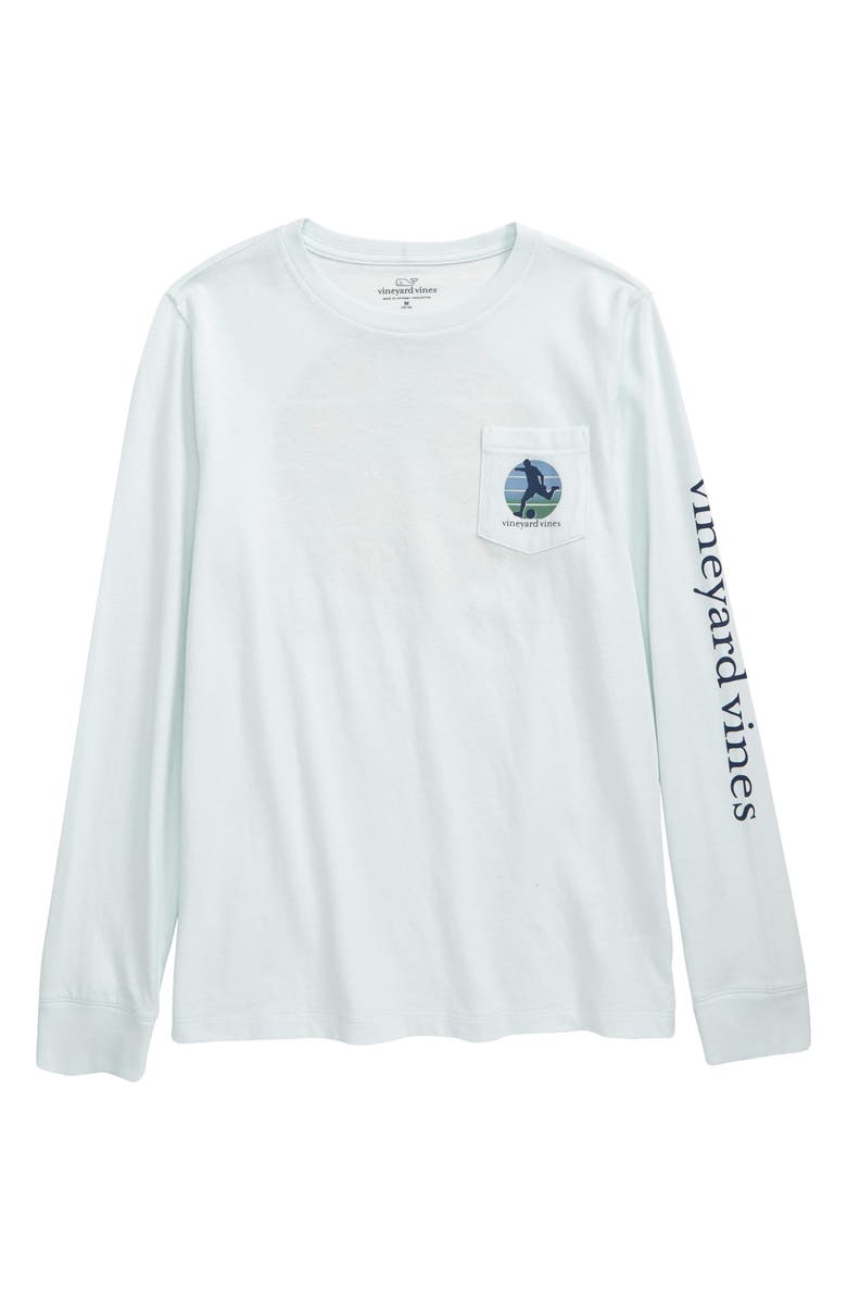 vineyard vines Kids' Soccer Kick Long Sleeve Pocket Graphic Tee, Main, color, 