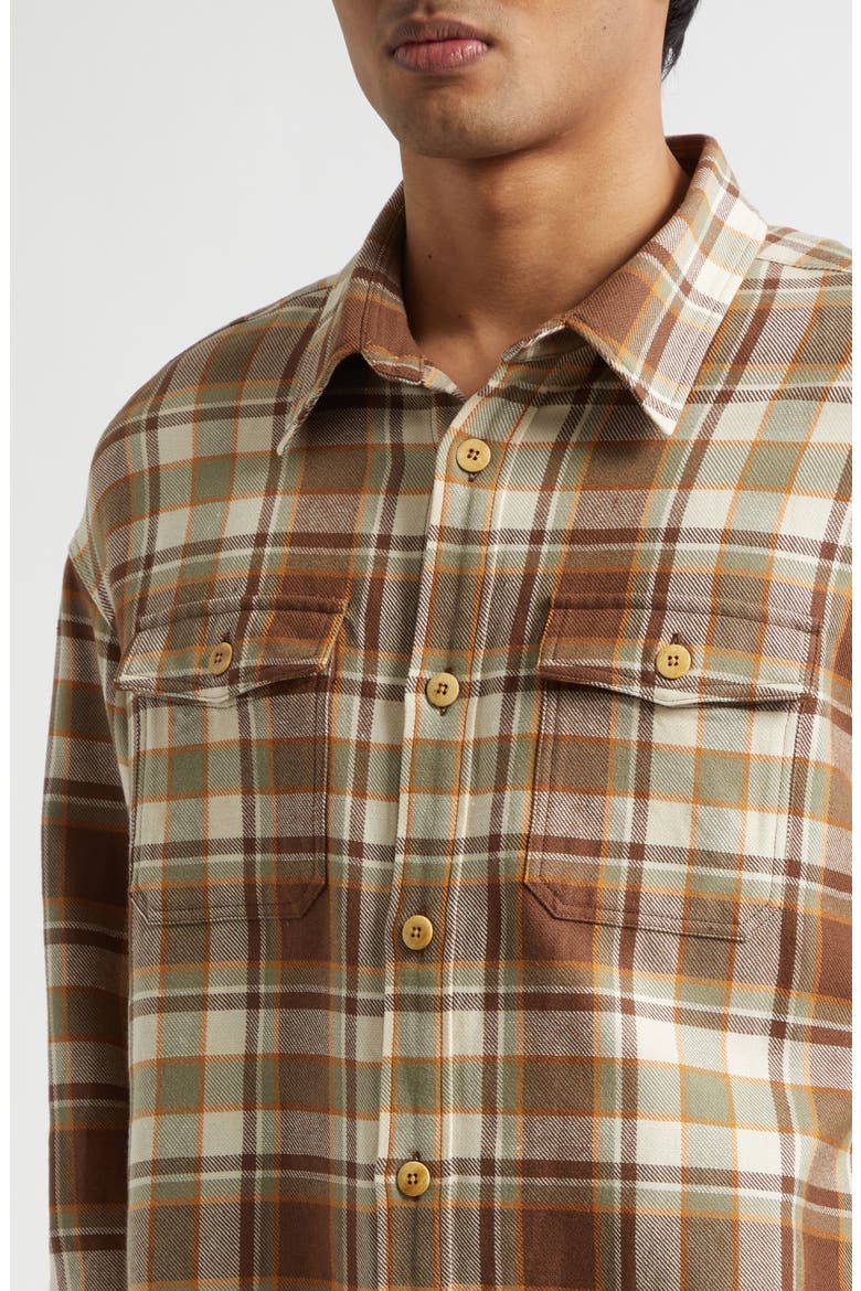 Lumber Check Flannel Button-Up Shirt, Alternate, color, BROWN