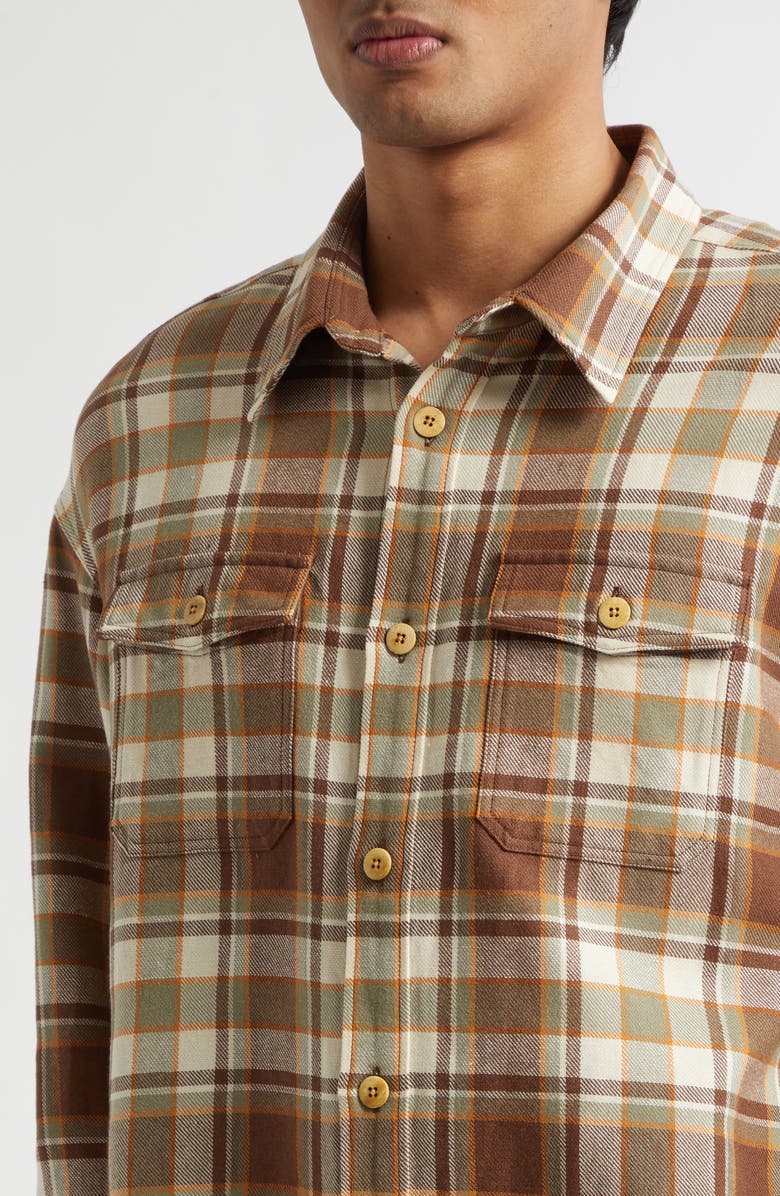 VISVIM Lumber Check Flannel Button-Up Shirt, Alternate, color, Brown